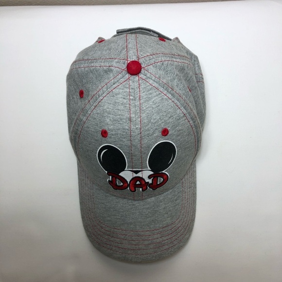 Disney Men's Cotton Mickey Mouse Dad Fan Adjustable Gray Red Black Baseball Cap - Picture 5 of 13
